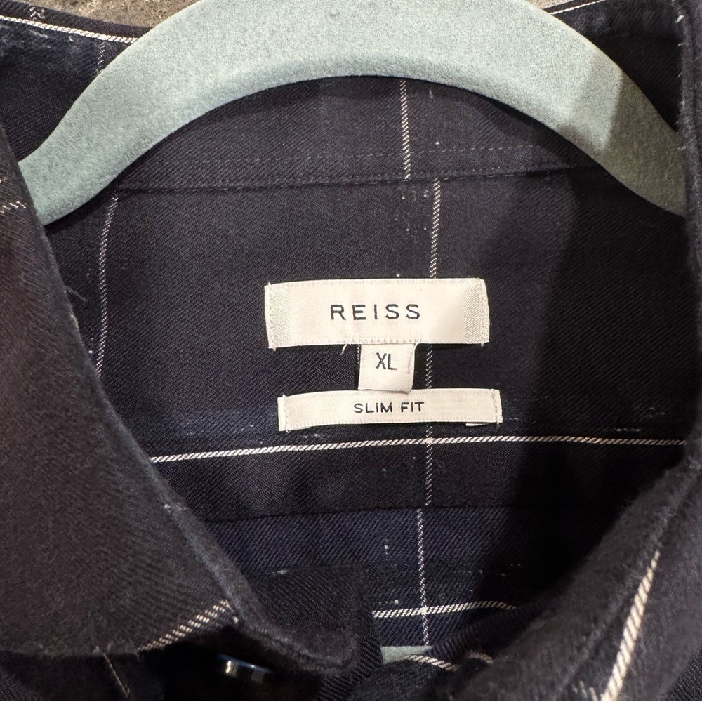 Reiss Navy Striped Dress Shirt- Slim Fit (XL) - Picture 4 of 8